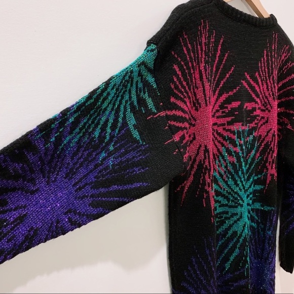 Unique Vintage Oversize Fireworks Sweater - Picture 3 of 6